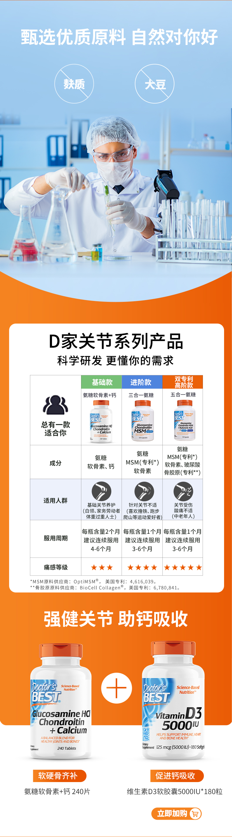 商品[国内直发] Doctor's Best|Doctor's Best 氨糖软骨素钙片250mg/份（每份2片） 240片,价格¥156,第6张图片详细描述